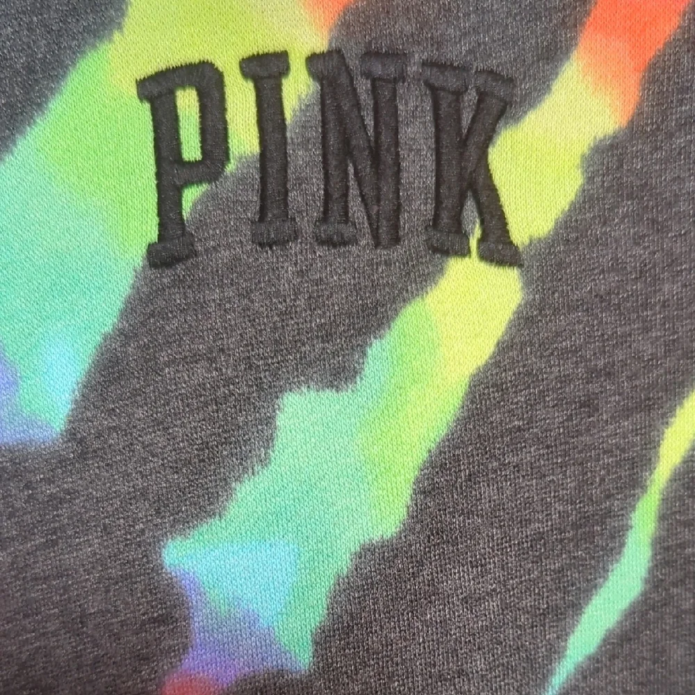 Victoria's Secret Pink Sweatshirt Zebra Rainbow Sherpa Cowl Neck Pullover Medium